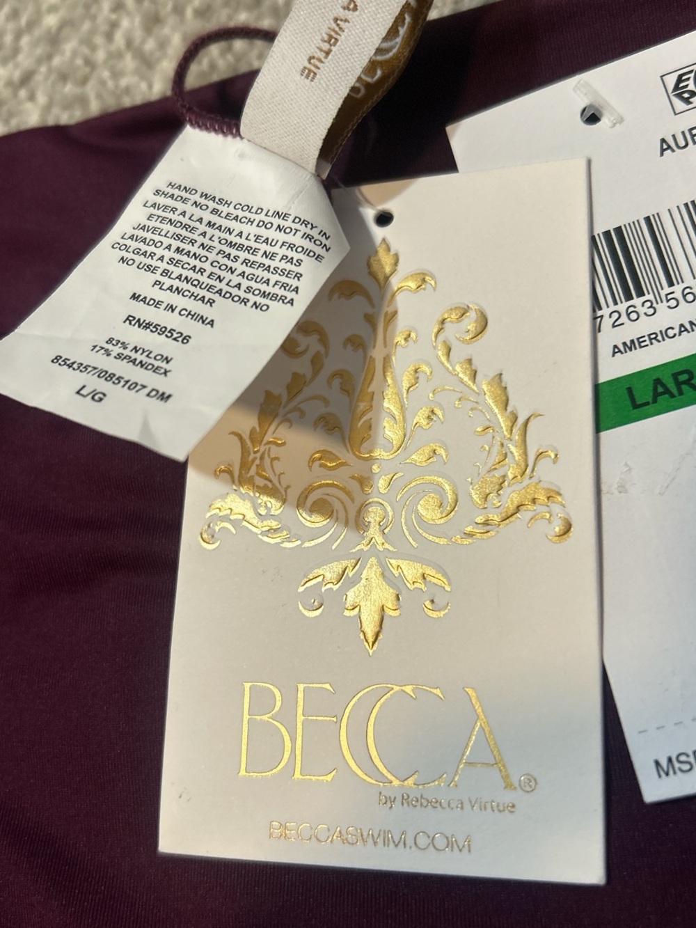 BECCA by Rebecca Virtue Plum Hipster Cut Bikini Bottom - Picture 3 of 6